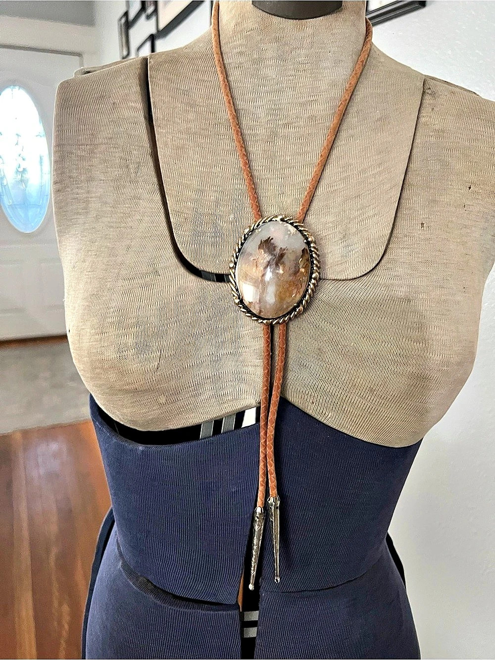 Bolo Tie Necklace with Dendritic Agate